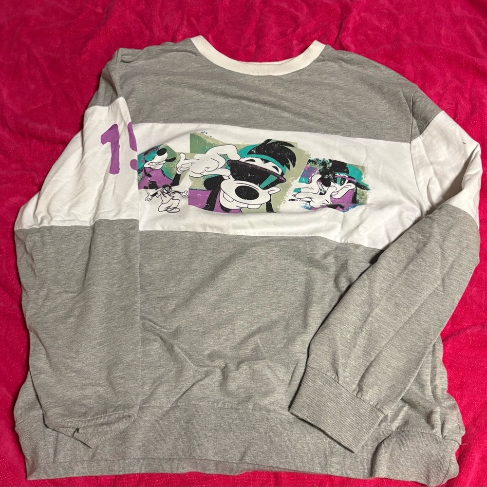 Disney Gray and White Crewneck Sweater
